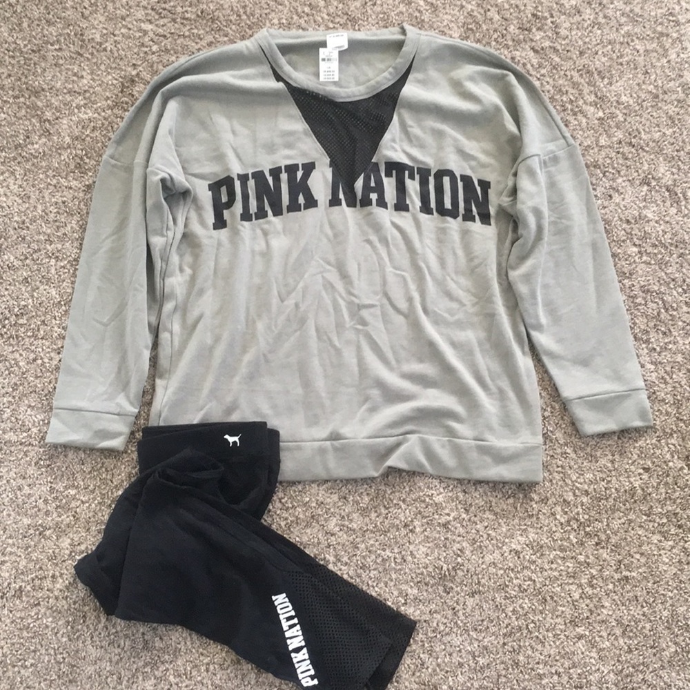 Army green/grayish PINK sweatshirt&legging bundle!